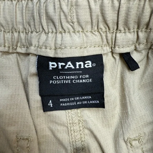 Prana Pants Women 4 Beige Palisades Ripstop Utility Cargo Elastic Waist Hike NEW - Picture 4 of 11